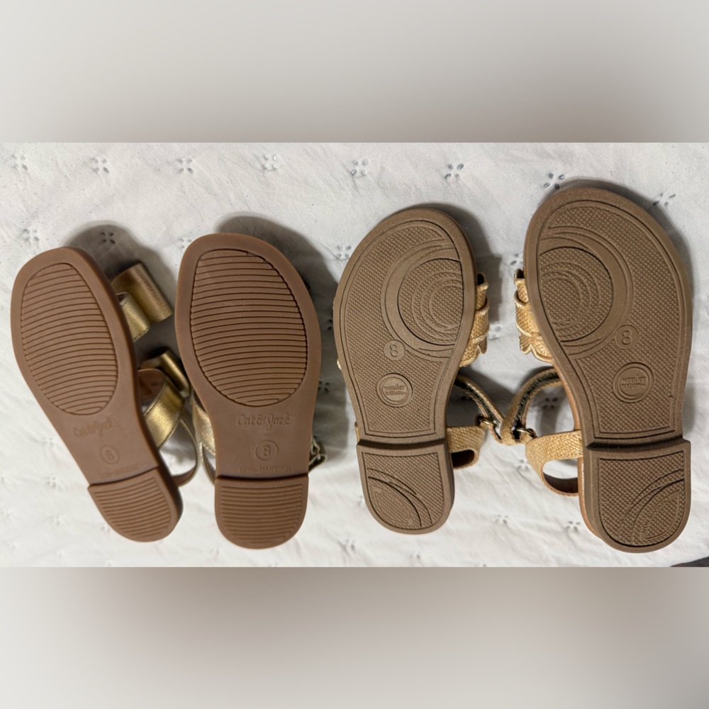 NWOT - Gold and Tan Toddler Sandals set - Picture 2 of 4